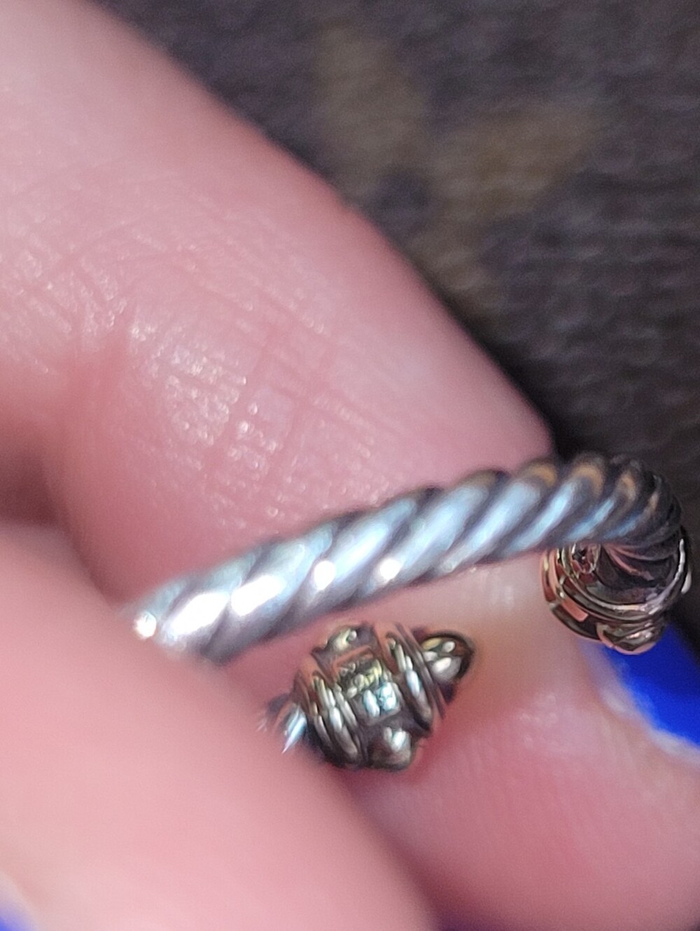 *SOLD***David Yurman 6 Silver 14k Gold Renaissance Ring With Diamonds 2.3mm Wide - Picture 9 of 12